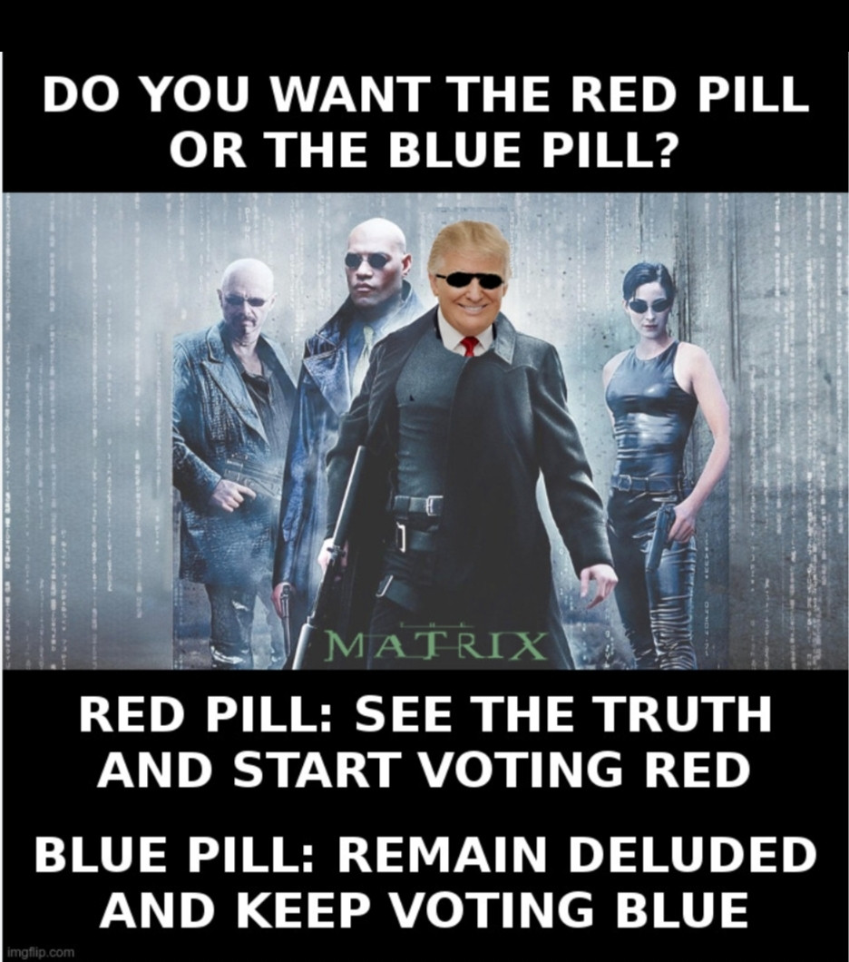 Blue and red pill with l 5